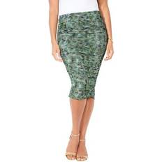 Skirts Catherines Plus Women's Curvy Colorblock Pencil Skirt in Olive Green Texture Size 0X