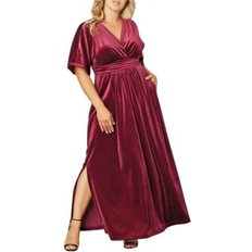 Evening Gowns - Velvet Dresses Kiyonna Women's Verona Velvet Surplice Gown Pinot Noir Pinot Noir