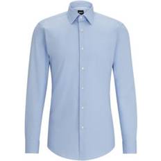 Hugo Boss Men Shirts Hugo Boss Slim-fit shirt in easy-iron cotton-blend poplin- Light Blue Men's Shirts