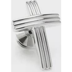 Men Brooches Men's Stainless Steel Cross Lapel Pin Silver