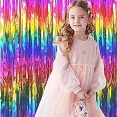 Doorway Party Curtains 2 Packs Rainbow Backdrop Metallic Tinsel Foil Fringe Curtain Photo Booth Props for Birthday Gay Pride Day Bachelorette Wedding Engagement Bridal Shower Baby Shower Happy New Year Party Decorations