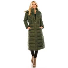 Unisex - XL Coats Dailyhaute Women's Full Length Quilted Puffer Coat with Fur-Lined Hood OLIVE