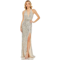 Evening Gowns - Silver Dresses Mac Duggal Women's Sequined Halter Trumpet Gown Silver Silver