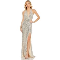 Mac Duggal L Dresses Mac Duggal Women's Sequined Halter Trumpet Gown Silver Silver