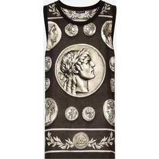 Dolce & Gabbana Herren Tanktops Dolce & Gabbana Monete Print Cotton and Linen Tank Top monete_fdo_moro