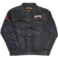 Bomull - Unisex Jakker Pantera Unisex Adult Vulgar Display Of Power Back Print Washed Denim Jacket Blue