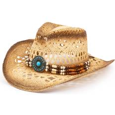 Classic Outback Tea Stained Cowboy Hat w/ Beaded Band - Shapeable Brim at   Men's Clothing store