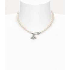 Vivienne Westwood Women Necklaces Vivienne Westwood Lucrece pearl necklace PLATINUM-LIGHT-CREAMROSE-Pearl-WHITE-CZ