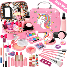 Hollyhi 62Pcs Kids Makeup Kit for Girl, Washable Play Makeup Toys Set for  Dress Up, Beauty