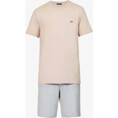 Beige - Herren Schlafanzüge Armani Emporio Men's Endurance Short Pajamas Set, Rope/Melange Grey