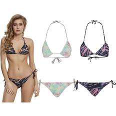 Blau - Damen Bikini-Sets Urban Classics Damen Tie Dye Bademode Bikini-Set, vintageblue/Papaya