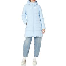 Tommy Hilfiger Women Coats Tommy Hilfiger Women Solid Puffer Untrimmed Hood Long Jacket, Cerulean