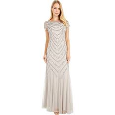 Clothing Adrianna Papell Embellished Godet-Inset Gown Marble Taupe Marble Taupe