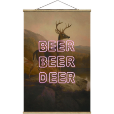 Beer Beer Deer Dark Brown Wanddeko 35x52.5cm