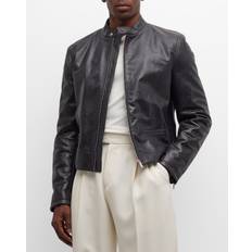 Ferragamo Men Jackets Ferragamo Men's Leather Moto Jacket