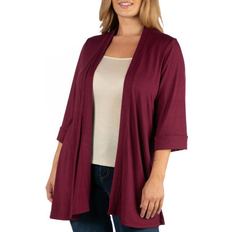 Cardigans 24seven Comfort Apparel 24/7 Comfort Apparel Open Front Elbow Sleeve Cardigan Plus, 3x, Red Red