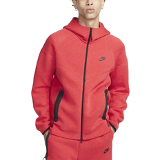 Men - Polyester Sweaters Nike Men's Sportswear Tech Fleece Windrunner Full Zip Hoodie - Light University Red Heather/Black