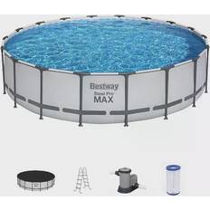 Above ground swimming pools Bestway Steel Pro MAX 18'x48" Round Above Ground Swimming Pool with Pump & Cover Grey