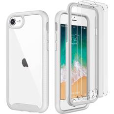 Mobile Phone Accessories CellEver Compatible with iPhone SE 2020 Case/iPhone 7/iPhone 8 Case Clear Full Body Heavy Duty Protective Anti-Slip Full Body Transparent Cover 2X Glass Screen Protector Included White