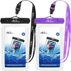 Waterproof Cases MoKo Floating Waterproof Phone Pouch with Lanyard Underwater Phone Dry Bag Compatible with iPhone 14 13 12 11 Pro Max X/Xr/Xs SE 3 Samsung S21/S20/S10/S9/S8 2 Pack Black/Purple