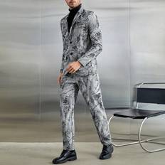 Shein Suits Shein Men's Business Printed Leather Suit Set