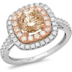 Brilliant Round Cut Simulated Champagne Ring - White Gold/Rose Gold/Yellow/Diamonds