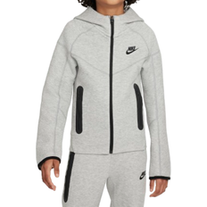 Baumwolle Oberteile Nike Older Kid's Sportswear Tech Fleece Full Zip Hoodie - Dark Grey Heather/Black/Black (FD3285-063)