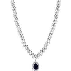 Jon Richard Pear Drop Necklace - Silver/Blue/Transparent