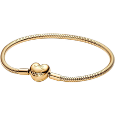 Pandora Silver - Women Jewelry Pandora Moments Heart Clasp Snake Chain Bracelet - Gold
