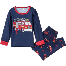 Shein 2pcs/set Boys' Fire Truck Pattern Pajamas Set