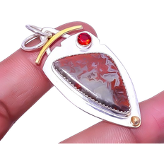 Noreena Handmade Pendant - Silver/Gold/Jasper/Garnet