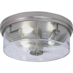 Latitude Run 3-Light Brushed Nickel/Clear Ceiling Flush Light 14"