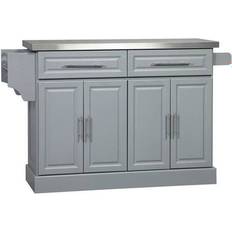 Cabinets Homcom Rolling Kitchen Island Grey Storage Cabinet 57x36"