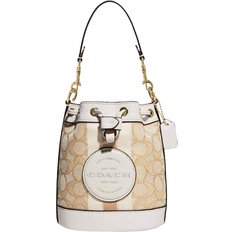 Coach Mini Dempsey Bucket Bag In Signature Jacquard With Stripe - Gold/Light Khaki Chalk