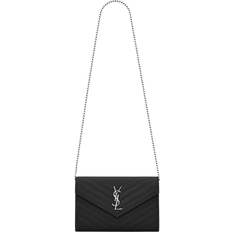 Saint Laurent Grain De Poudre Classic Cassandre Chain Wallet Bag - Black