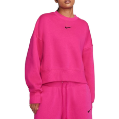Nike Women Sweaters Nike Women's Sportswear Phoenix Fleece Oversized Crew-Neck Sweatshirt - Fireberry/Black