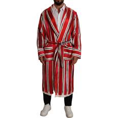 Dolce & Gabbana Men Sleepwear Dolce & Gabbana Red White Striped Silk Mens Night Gown Men's Robe