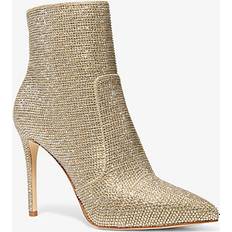 Golden Stiefeletten Michael Kors MK Rue Embellished Glitter Chain-Mesh Ankle Boot Pale Gold IT