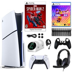 Nba 2k24 Sony PS5 Spider Man 2 Console with Nba 2K24 Game and Accessories Kit White White