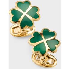 Cufflinks Men's Gold Vermeil and Green Onyx Four Leaf Clover Cufflinks