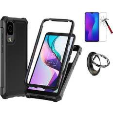 Phone Case for TCL 30Z/30 LE Full Body TPU Cover Case Ring/ Tempered Glass Black