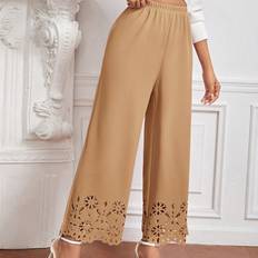 Shein Damen Hosen Shein Women's Pure Color Hollow Out Hem Trousers