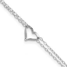 Women Anklets Primal Gold Karat White Double Strand Heart 9-inch Plus 1-inch Extension Anklet