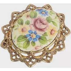 Women Brooches 1928 Floral Decal Brooch, Women's, Gold