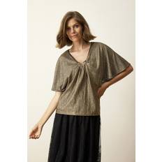 Dame - Gull Bluser IN FRONT Papilur Blouse Bluser 15975 Old Gold XXLARGE