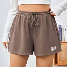 Shein 3XL - Women Shorts Shein Plus Women's Brown Knitted Sporty Shorts