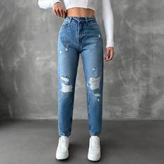 Shein Damen Jeans Shein High Waisted Ripped Jeans