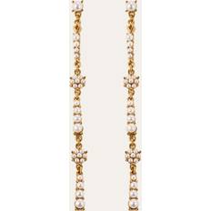 Gold Plated - Pearl Earrings Oscar de la Renta Flower Pearl Champagne Earrings