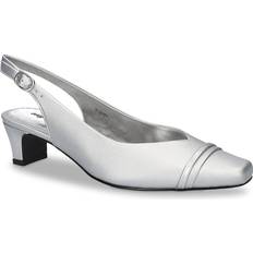 Silver - Women Heels & Pumps Easy Street Sayo Pump Women's Silver Satin Pumps Slingback