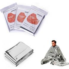 Shein 3Pcs Emergency Blanket Outdoor Survival Rescue First Aid Foil Thermal Blanket Hypothermia Windproof Multi-use For Explore Camping